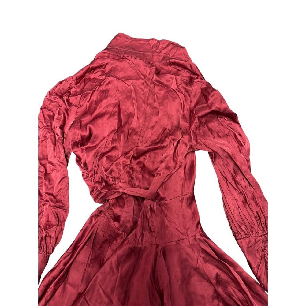 Zimmermann Silk Wrap Mini Dress Burgundy Long Sleeve Tie Waist US 8 (3) - Picture 12 of 16